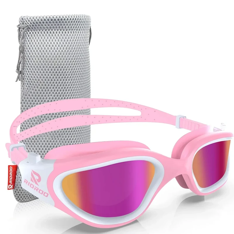 RIOROO Schwimmbrille, Erwachsene Polarisierte Schwimmbrille Geeignet für Frauen und Männer/Leckfrei/Klar Weitwinkel/UV Beständig/Anti Nebel Bequemes Teenager Schwimmen