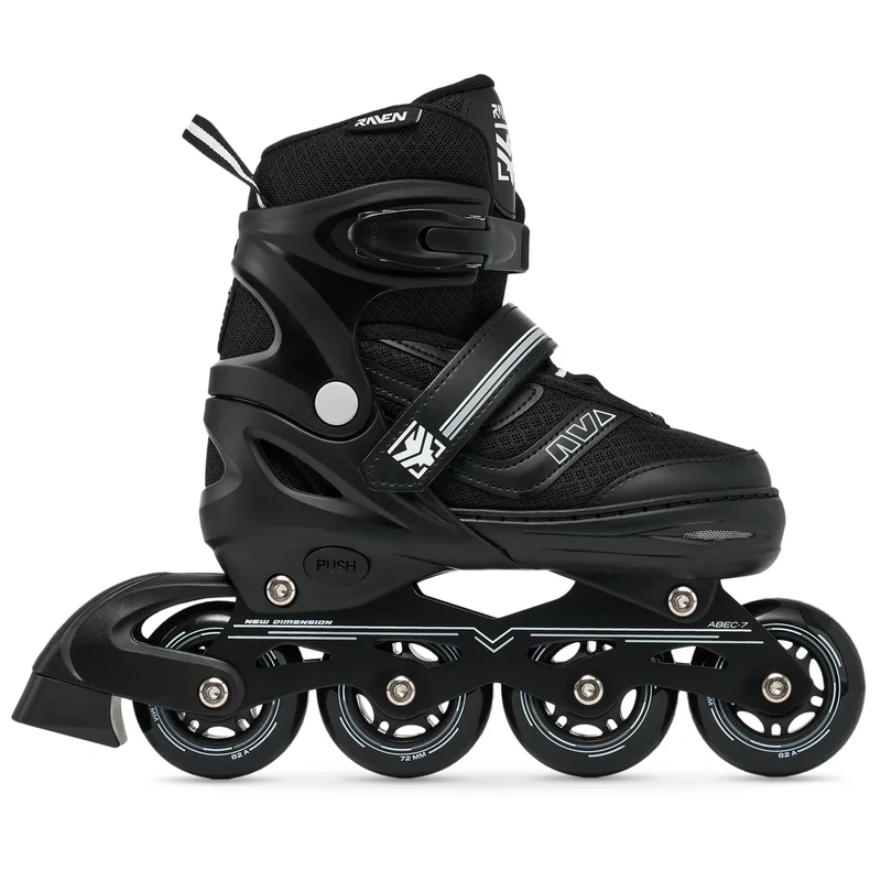 RAVEN Inline Skates Inliner für Kinder und Erwachsene OPTIONAL 2in1 mit Schlittschuhen verstellbar (Drill Black ohne Kufen, 38-42 (25cm-27,5cm))