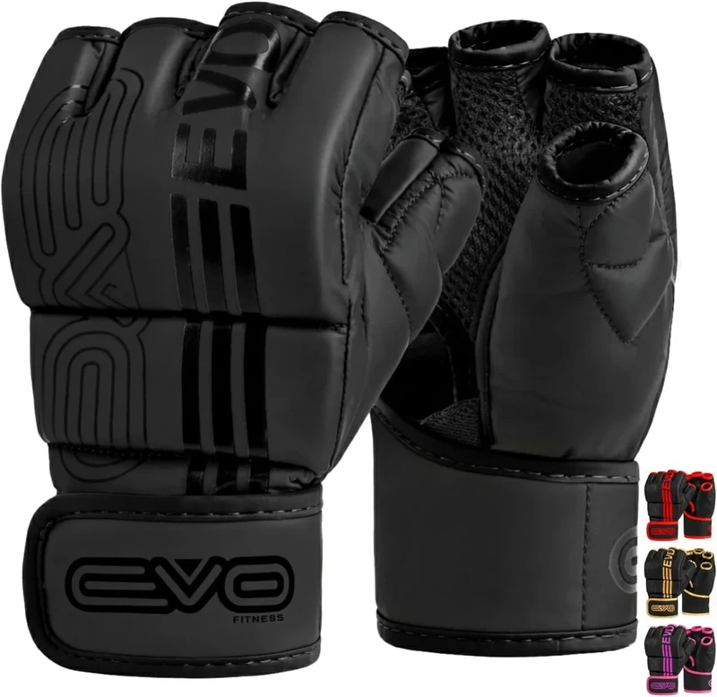 EVO Fitness MMA-Handschuhe, Martial Arts Handschuhe, Grappling Sparring für Herren, Muay Thai Käfig, Kampfsport, Damen, Rosa, UFC, Boxsack, Training (Schwarz, XL)