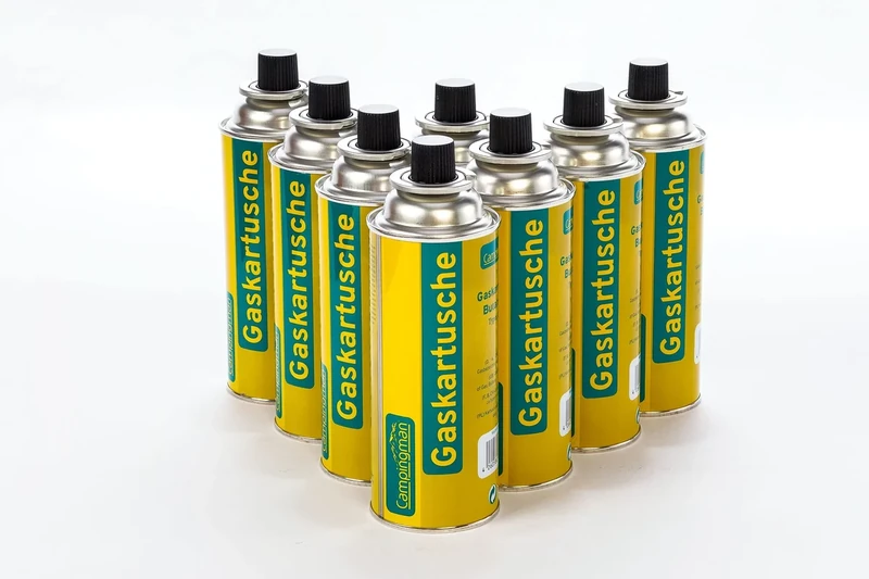 Campingman Gaskartuschen 227g MSF-1A im 8er Pack – Butangas Kartusche mit Ventil für Campingkocher, Grill, Unkrautbrenner & Gasgeräte, Campinggas, Gasflaschen