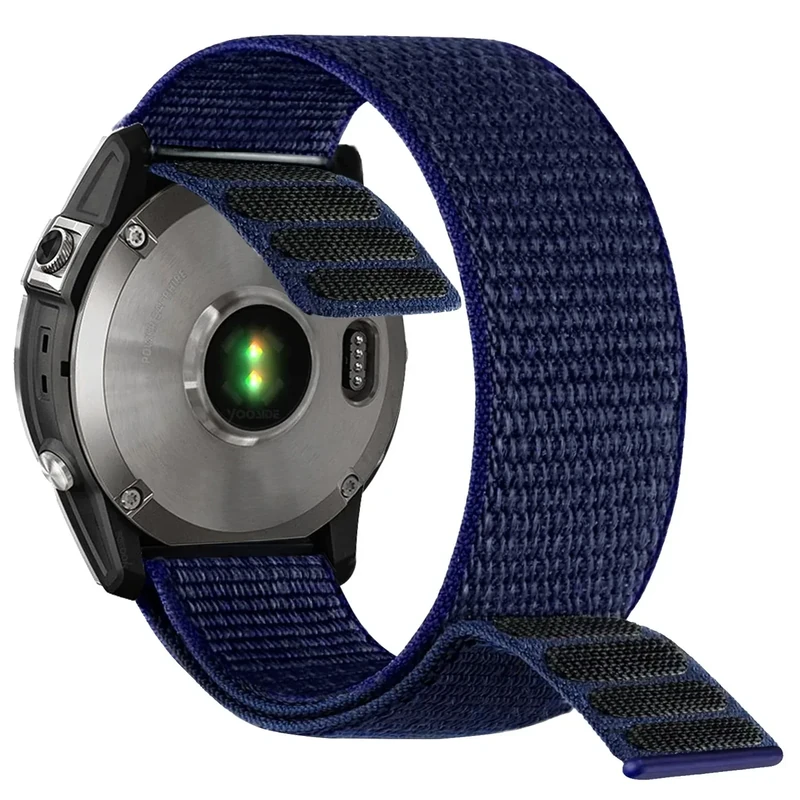 YOOSIDE 22mm Loop Nylon Armband für Garmin Fenix 8 47mm / epix Pro 47mm / Instinct 3 45mm/Fenix 7/6/5, Ultraleichtes Schnell Trocknen Schleife Waschbar Uhrenarmband für Forerunner 965 (Dunkelblau)