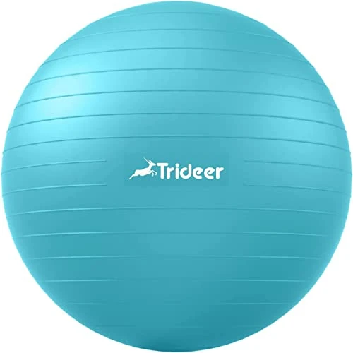 Trideer Dicker Gymnastikball, Anti-Burst Pilates Ball, 45-85 cm sitzball büro，für Balance, Yoga als Fitness Kleingeräte und Balance Stuhl im Gym-Home-Büro (M (48-55cm), Türkis)