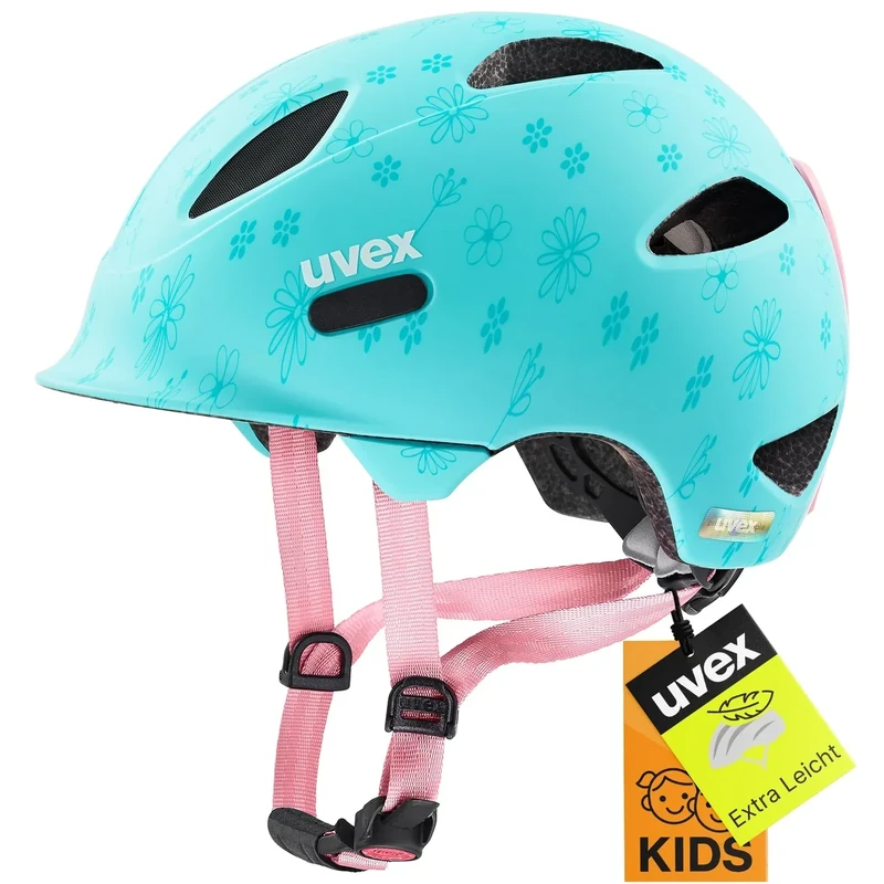 uvex OYO Style - Leichter Fahrradhelm für Kinder - individuelle Größenanpassung Mustern - Flowers Cyan matt - 50-54 cm