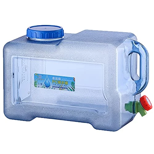 RUYI 18L Wasserkanister mit Hahn und Schraubdeckel, Camping Wasserkanister BPA-frei Trinkwasserkanister, Tragbarer Wassertank mit Griff für Wohnwagen Picknick Wandern, Transparent Blau