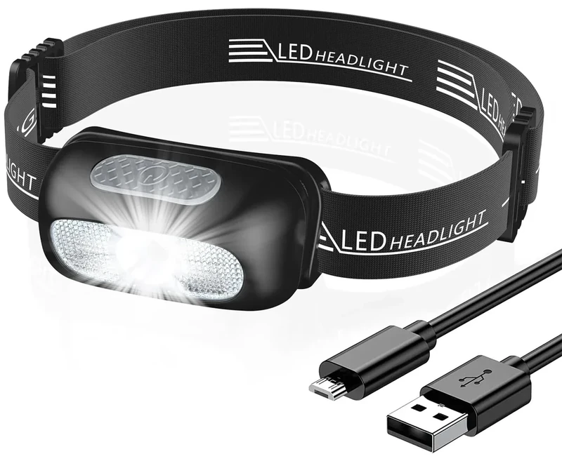 CIRYCASE Stirnlampe, Ultraleichte Kopflampe Stirnlampe LED Wiederaufladbar mit Rotlicht & 5 Lichtmodi, IPX4 Wasserdicht Einstellbare Headlamp Freihändige Taschenlampen für Joggen, Campen, Radfahren