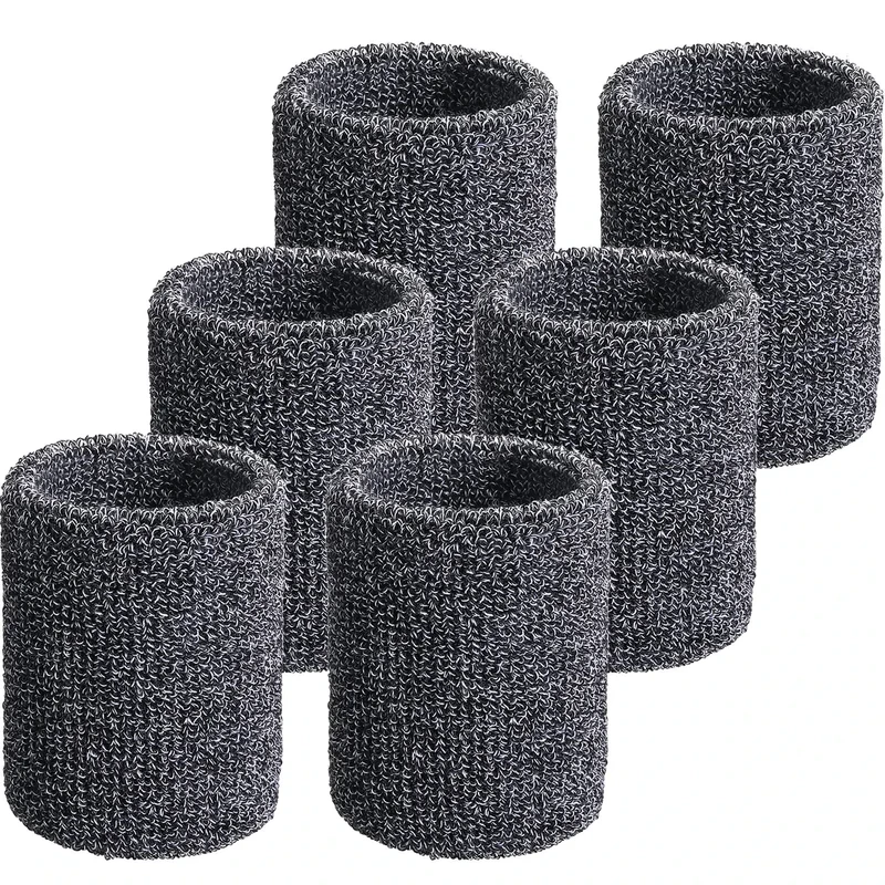 Willbond Schweißbänder für Sport, Tennis, Handgelenke, Wettbewerbe - Saugfähig für Basketball, Fußball, Laufen, Arbeiten (Schwarz und Weiß), 6 Stück