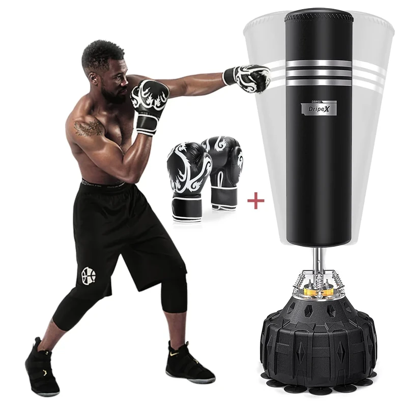 Dripex Freistehender Boxsack Stand - 178cm Heavy Duty Punching Bag mit Saugfuß für MMA und Boxing