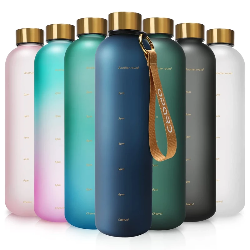 Opard Trinkflasche, 1L/800ml Wasserflasche, Auslaufsichere Water Bottle, BPA Frei Sportflasche Zeitmarkierung Wasser Flasche