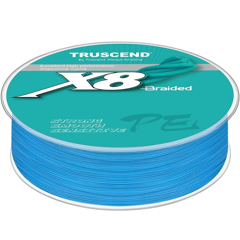 TRUSCEND Geflochtene Angelschnur 8fach, Angelzubehör Angelschnur geflochten glatt und ultradünn, PE Braided Fishing Lines, Angelsehne, Angel Schnur - 10lb/0.12mm/300yds