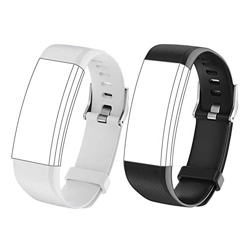 Septoui Ersatzarmband für Fitnessarmband Smartwatch, Hautfreundlich und Atmungsaktiv, 2 Stück in Schwarz und Grau