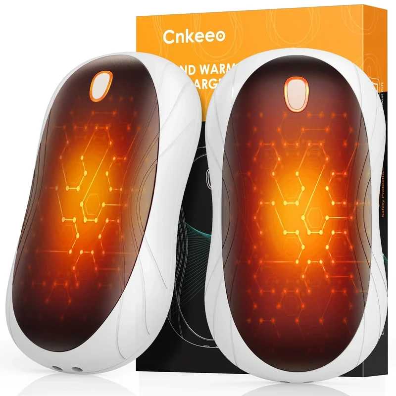 Handwärmer Elektrisch, Cnkeeo Split-Typ 2er-Pack Wiederaufladbar Tragbare Handwärmer, USB Taschenwärmer mit 3 Einstellbare Heizmodi, Geeignet für Outdoor-Sport, Schwarz-Weiß