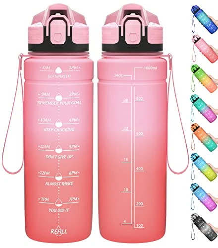 Coolfel Sport Trinkflasche 2l, 1,5l, 1l, 700ml, 500ml Trinkflasche Kinder Auslaufsicher, Motivierende Wasserflasche mit Zeitmarkierung Bpa Frei Tritan Trinkflasche für Mädchen, Junge, Schule, Gym
