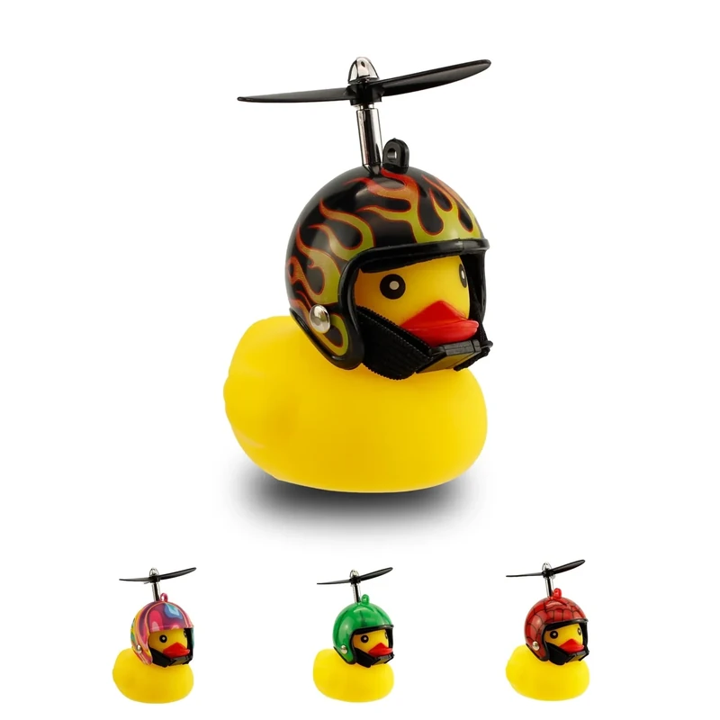 Winkee - Fahrrad Quietscheentchen mit Helm | Die süße Fahrradhupe mit Helm und Propeller | Quietscheente Fahrrad - für Kinder | Rubber Bike Deko - Image 1