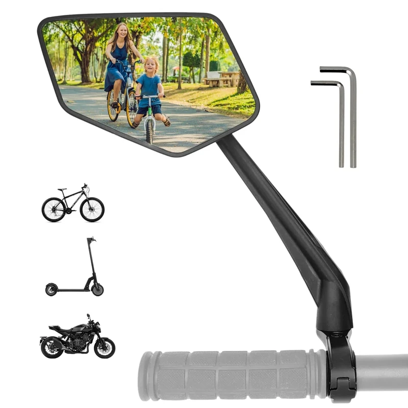 REEZER Fahrradspiegel links mit extra großer Spiegelfläche - 360° verstellbarer Fahrrad Spiegel für E-Bike & E-Scooter Lenker - Rückspiegel kompatibel mit allen Modellen - LINKS