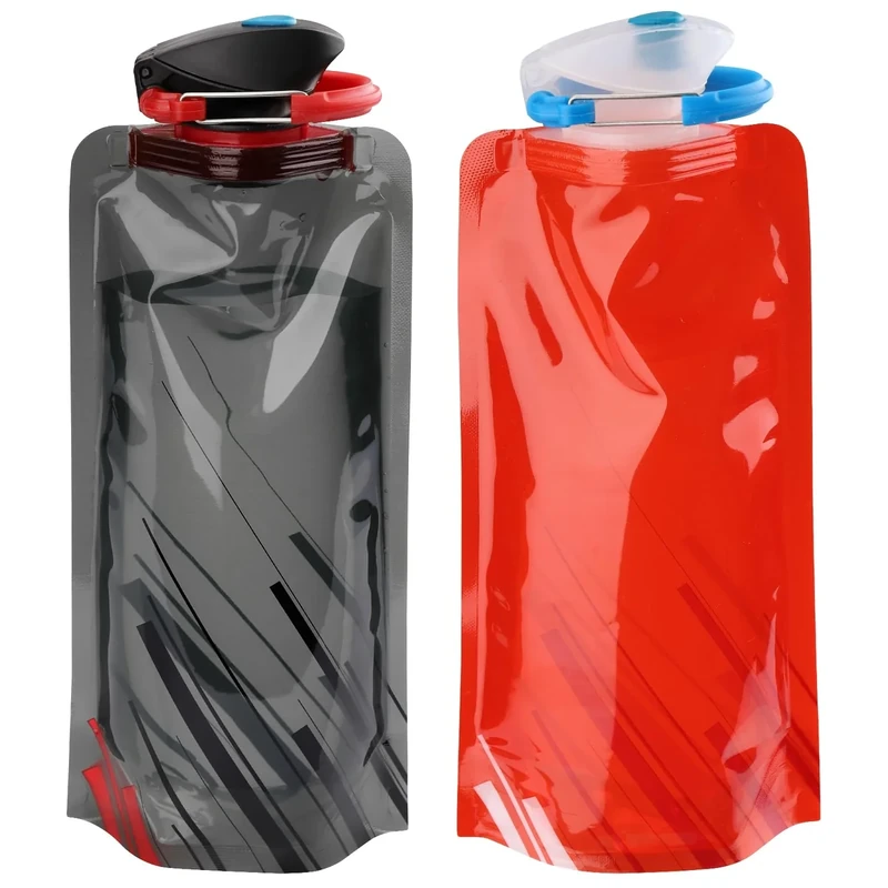 VIEVRE 2 Stück Faltbare Trinkflasche, Wiederverwendbare Trinkflasche Faltbar, Trinkflaschen Faltbar, für Wandern,Reisen, Abenteuer