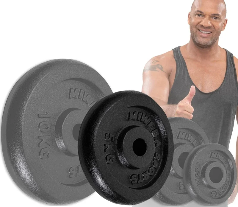 Miweba Sports Hantelscheiben Set HSG75 | Profi Hanteln - Hantelscheibe - Hantel Scheiben - Gusseisen Gewichte - Ø 30/31 mm - Hantelset - Gewichtsscheiben - Hantelgewicht - Plates (4X 5.0 Kg)