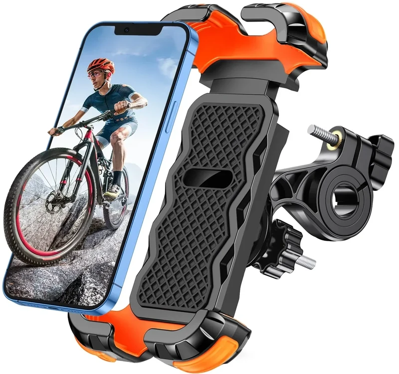 Glangeh Handyhalterung Fahrrad, [Sicheres Schloss] 360° Drehbar Universal Handyhalterung Motorrad, Vollständiger Schutz Handyhalter Fahrrad Organisation für MTB, Kinderwagen, für 4,7-6,8 Smartphone