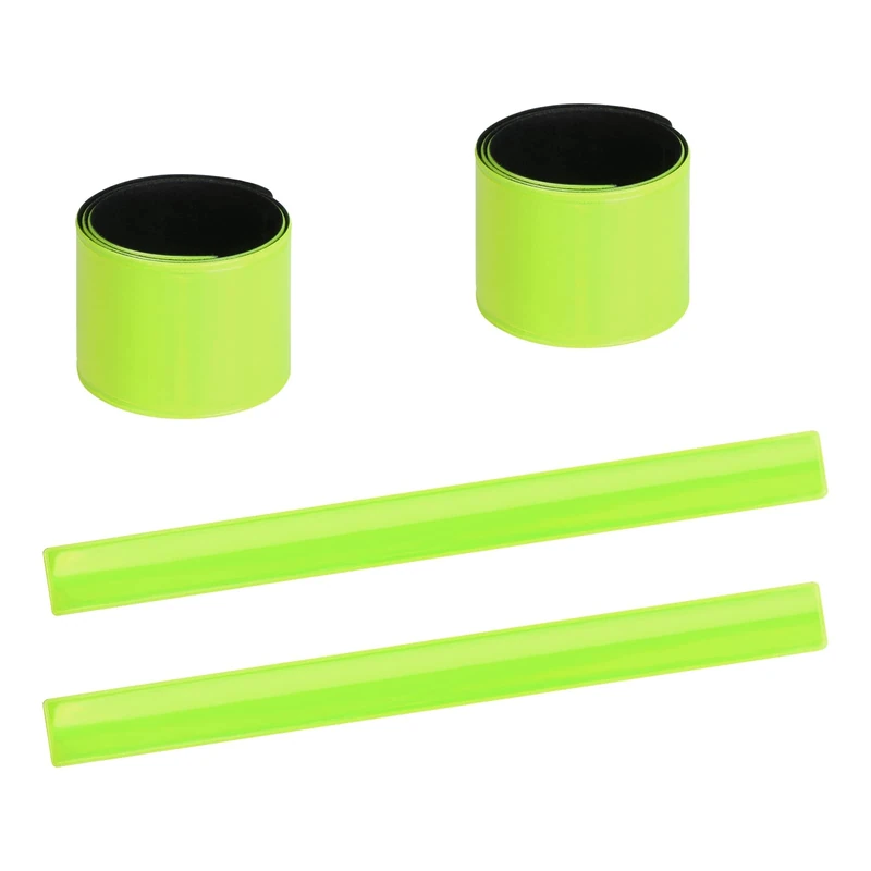 URAQT Reflektorband, 4PCS Universal Reflektoren Set Klatscharmband Sicherheitsband Reflektierend Schnapparmband Reflektierend Neon Reflektorbänder für Kinder Erwachsene Jogger und Radfahrer