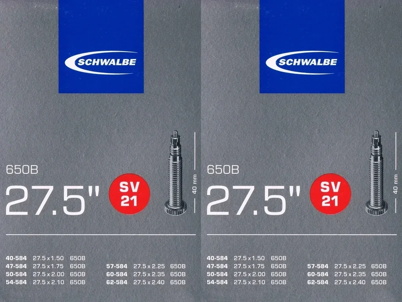 2X Schwalbe SV 21 Schlauch 27,5 650B Ventil: Französisch Sclaverand SV21 27.5, Presta
