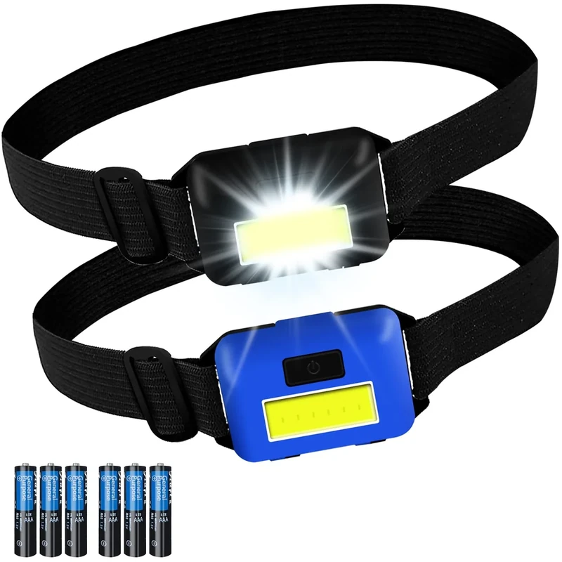 SerDa-Run 2PCS Stirnlampe LED Kopflampe Superhell Ultraleicht, IPX4 wasserdicht, 3 Lichtmodi Stirnleuchte Scheinwerfer, Ideal für Joggen Camping Lesen Laufen usw, AAA Batterie enthalten