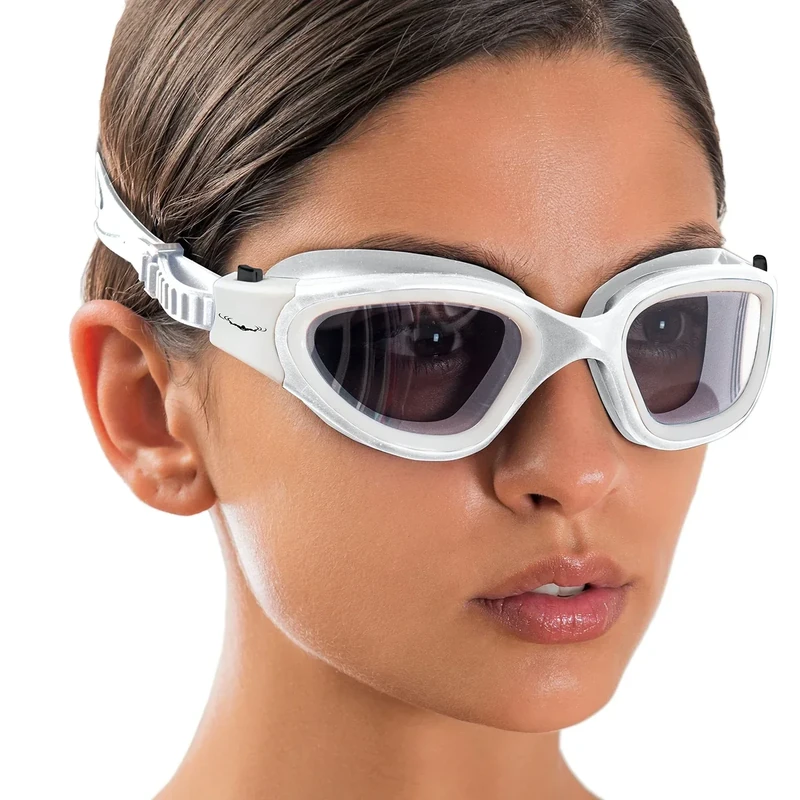 AqtivAqua Schwimmbrille Herren Damen Schwimmbrillen Erwachsene Kinder DX-S (Weiß weiß, Getönte)