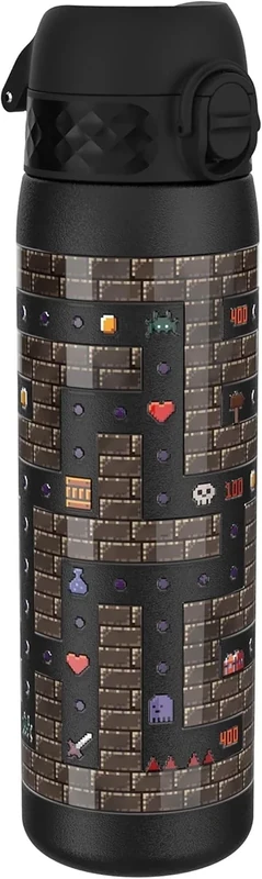 ION8 Leicht Stahl-Trinkflasche 600 ml Nicht Isoliert Auslaufsicher Einhandöffnung Sichere Verriegelung Spülmaschinenfest Klappdeckel Tragegriff Leicht zu Reinigen, Spieler