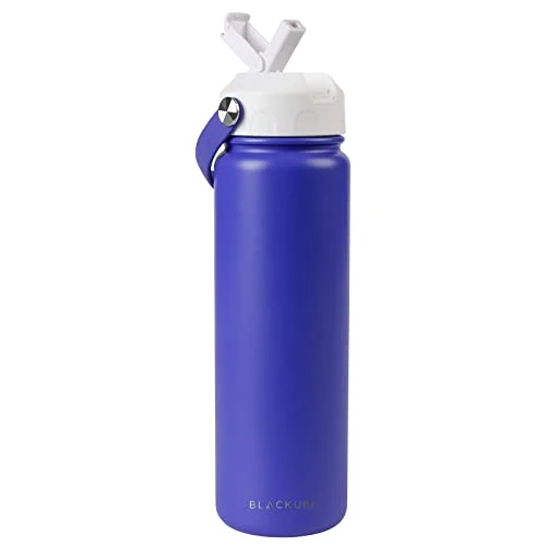 Blackube Edelstahl Trinkflasche mit Strohhalm-trinkflasche 1l-Thermosflasche Thermoskanne - BPA-Frei, Auslaufsicher, Große Trinkflasche aus Metall