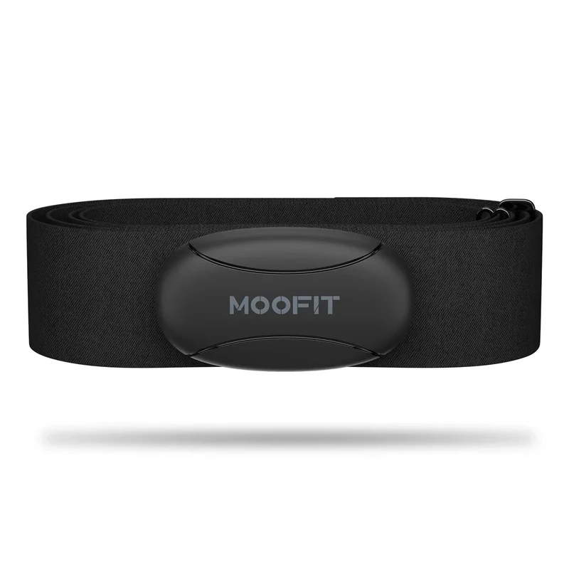 moofit HR8 Pulsmesser Brustgurt, Low Energy Echtzeit-Herzfrequenzdaten Bluetooth 5.0/ANT+, Größere Kommunikationsreichweite, IP67 Wasserdicht, Kompatibel mit iOS/Android Apps, Fitnessgeräte, Schwarz