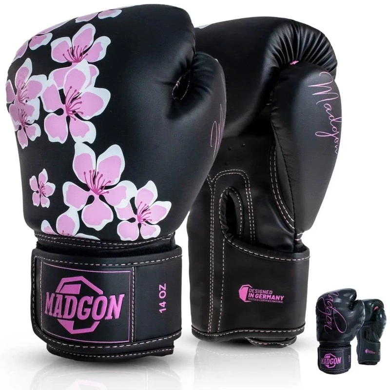 MADGON Premium Boxhandschuhe Damen - Frauen Kickboxhandschuhe für Kampfsport, MMA, Sparring, Muay Thai, Boxen - 08oz