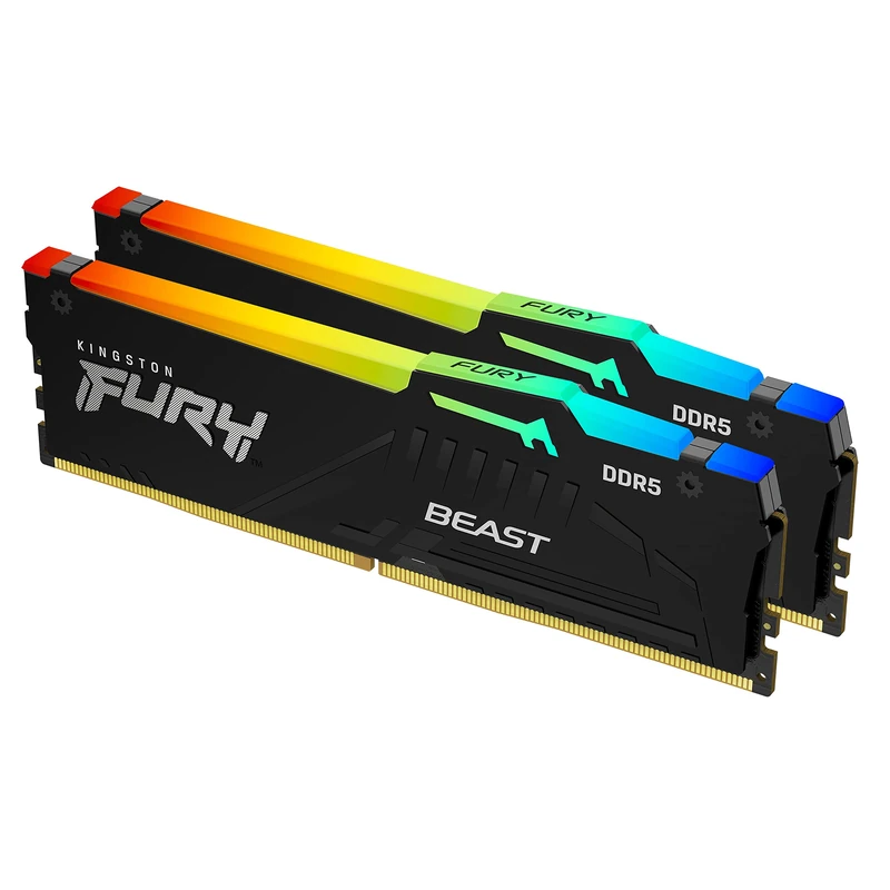 Kingston FURY Beast Schwarz RGB 32GB (2x16GB) 5200MT/s DDR5 CL36 DIMM Desktop Gaming Speicher Kit mit 2- - KF552C36BBEAK2-32