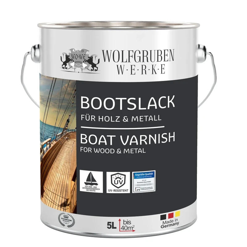 WO-WE Bootslack Parkettlack Schiffslack Holzlack Seidenglänzend Rapsgelb für Holz Boot Schiff - 5L