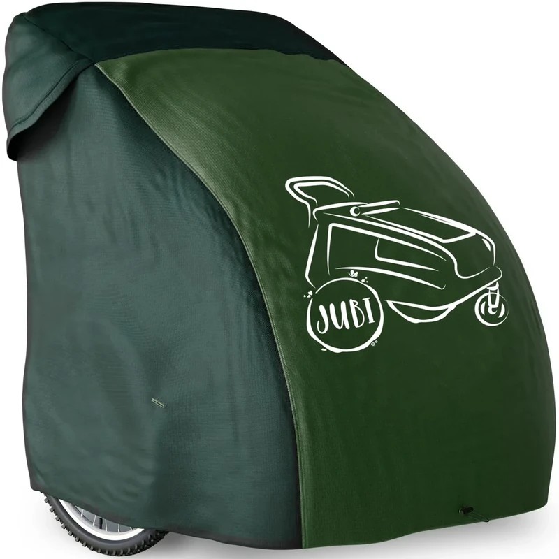 Jubi Abdeckung Fahrradanhänger Grün zweisitzer / einsitzer und absolut wetterbeständig – Faltgarage Fahrradanhänger universell perfekt anpassbar
