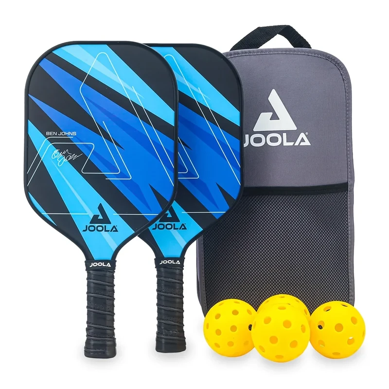 JOOLA Pickleball Set Blue Lightning Inklusive 2 Schläger, 4 Bällen und Tasche, ideal für Freizeitspieler, Ben Johns, 7-teilig - Image 1