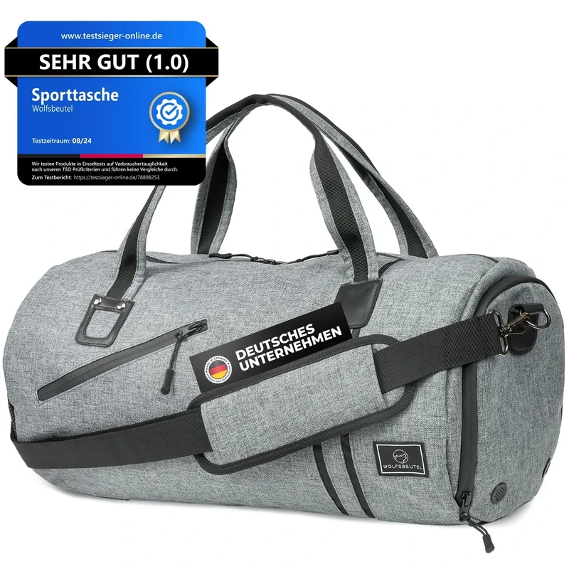 WOLFSBEUTEL® 50L Sporttasche & Reisetasche für Damen & Herren mit Schuhfach & Nassfach | Wasserdicht/Wasserabweisend | Schultergurt Weekender Badetasche Schwimmtasche Gym Bag Duffle Bag