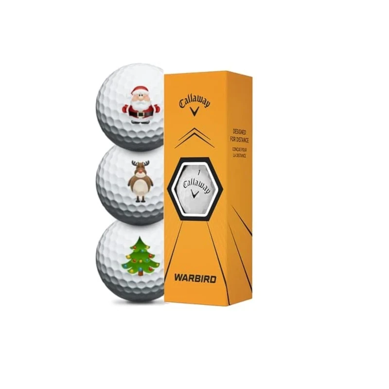 Callaway Warbird Christmas Golfbälle – 3er-Pack, Weiß, Polybutadien, 1 Packung à 3 Golfbälle
