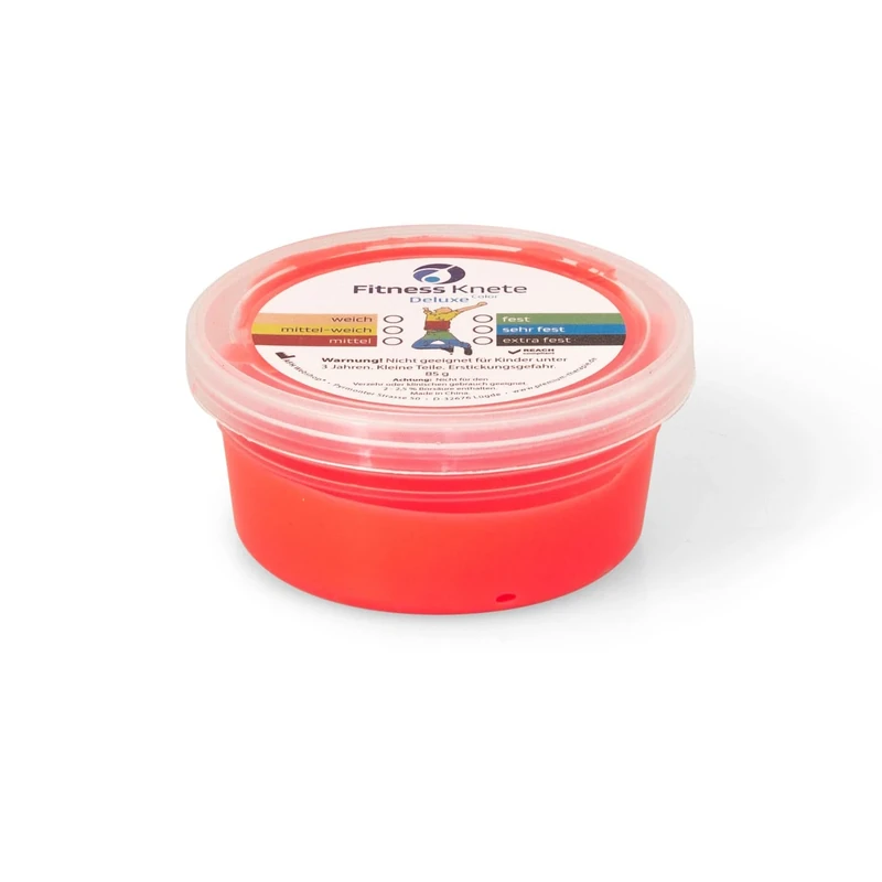 Fitness Knete Deluxe COLOR | 85g Dosen | Stärkenauswahl | Fingertrainer | Handtrainer (rot = mittel)