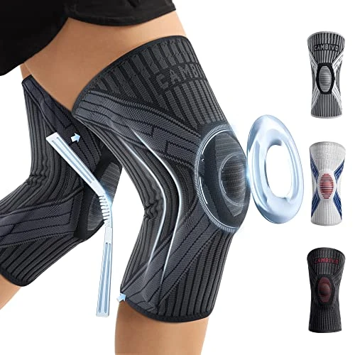 CAMBIVO 2 x Kniebandage Männer Damen, Knieschoner mit Seitenstabilisatoren und Patella Gel Pad, Bandage Knie Kniestützer für Laufen, Sport, ACL, Arthritis, Meniskusriss, Schmerzlinderung