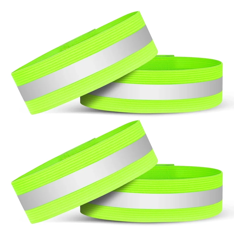 URAQT Reflektorband,4 Stücke Universal Reflektorbänder Running Sicherheitsband Reflektierend Klatscharmband Neon Reflektorbänder für Radfahren Joggen Geeignete Reflektoren für Kinder & Erwachsene