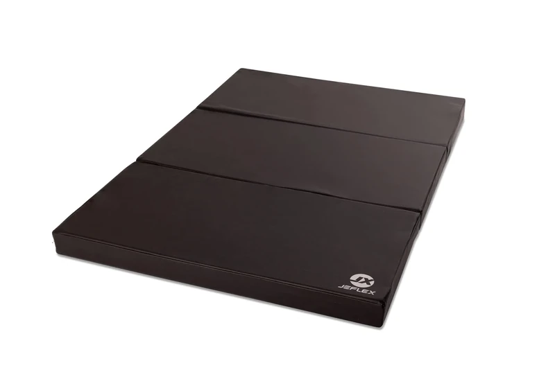 Jeflex - schwarze klappbare Weichbodenmatte & Turnmatte 150 x 100 x 8 cm MADE IN GERMANY/faltbare Gymnastikmatte/platzsparende Fitnessmatte & faltbare Yogamatte/dicke Sportmatte für Kinderzimmer