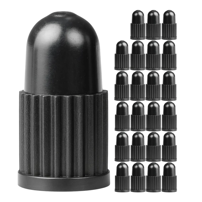 Ventilkappen aus Hartplastik, 24 Stück, in Schwarz, für Fahrradreifen mit Dunlop- oder Presta Ventil, Fahrrad Ventil Kappen, Reifenventil Abdeckung Fahrradschlauch, Luftventilkappe Fahrradventil Cap