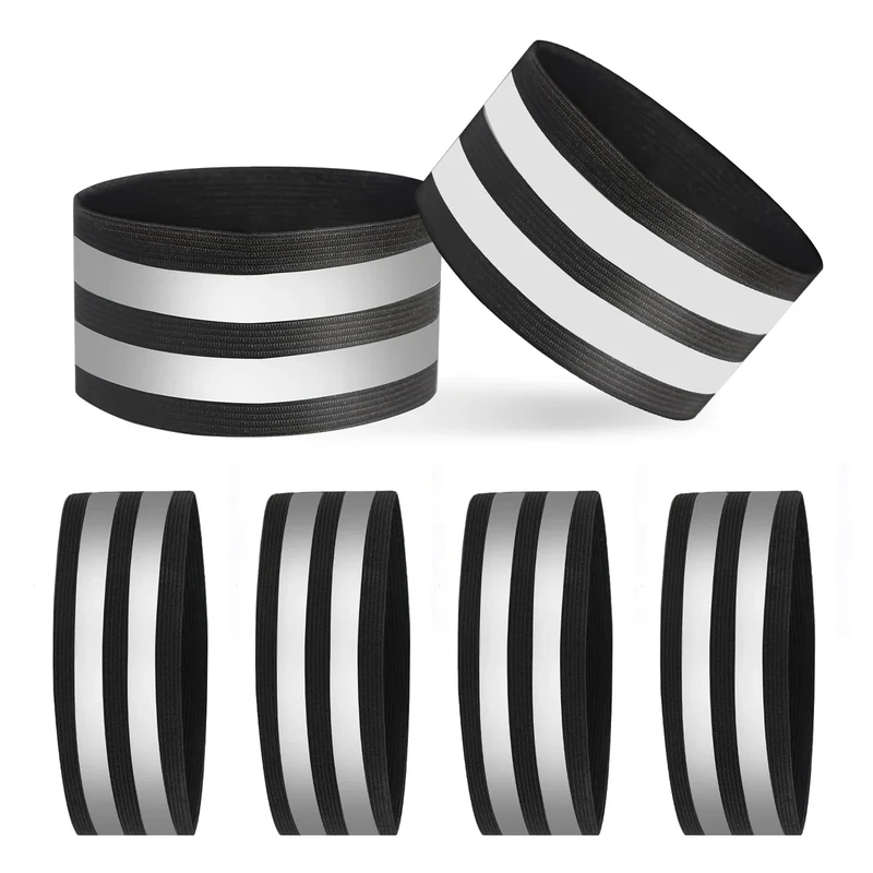 AOROPS Doppel Reflektorbänder, 6 Stück Reflektorbänder mit Klett Reflektierende Sicherheits Armband, Reflektoren Armband Reflektorbänder Schwarz für Outdoor Jogging Radfahren.