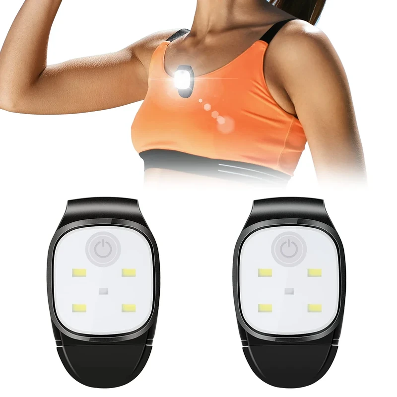 Weewooday LED Clip Lampe Stirnlampe LED Wiederaufladbar durch USB Reflektierende Kopflampe Nacht Clip Lauflicht mit 4 Lichtmodi für Laufen Joggen Camping Wandern Klettern (2 Packungen)
