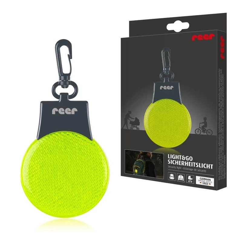 reer Light&Go Sicherheitslicht | für Kinder | LED Blinklicht | Dauerlicht Anhänger für Schulranzen, Kinderwagen und co