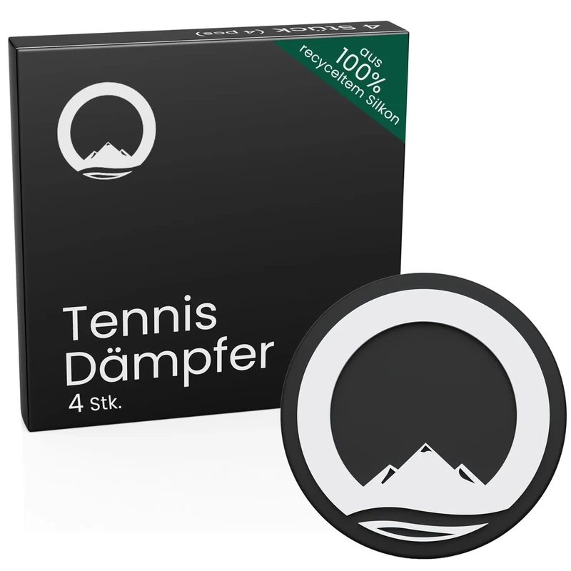 OTARO Tennis Dämpfer | 100% Recycelt | 4 Stück | Schwarz | Vibrationsdämpfer aus recyceltem Silikon – Set für Tennisschläger | Tennis-Zubehör