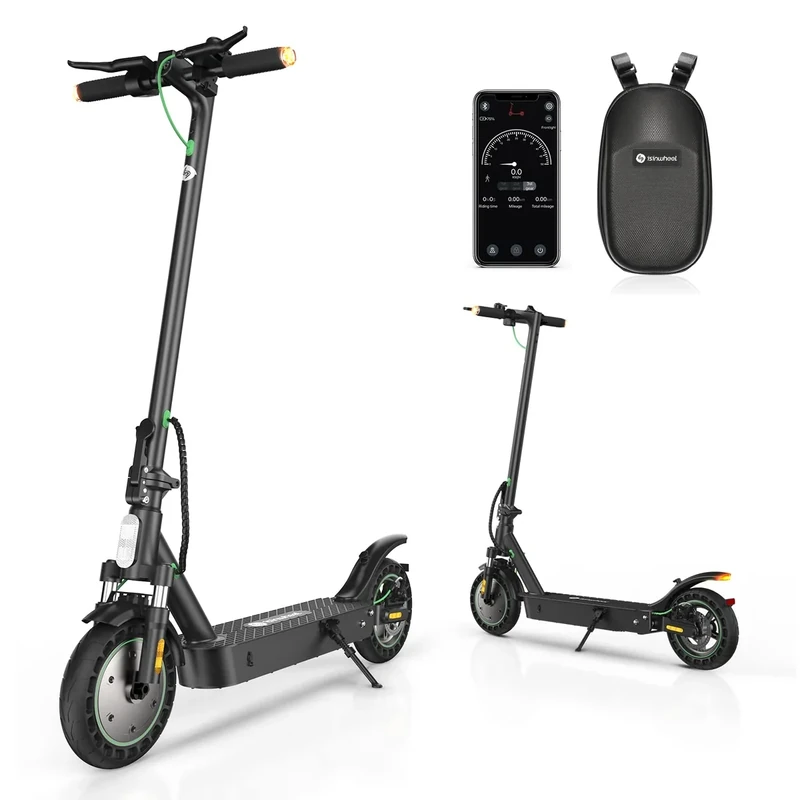 E Scooter mit Straßenzulassung, 10 Zoll, Max 40km Reichweite 20km/h, Komfortable Stoßdämpfung, Elektro Scooter bis 120kg, APP-Verbindung, LED-Display, Faltbarer E Roller, Duales Bremssystem
