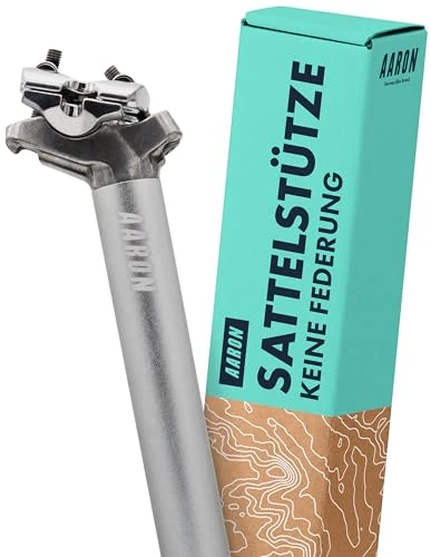 AARON Post Sattelstütze mit 27,2 mm Durchmesser, Aluminium Sattelrohr mit 350 mm Länge, Stütze für Cityrad, Trekkingrad, Tourenrad und Mountainbike mit Skala in Silber