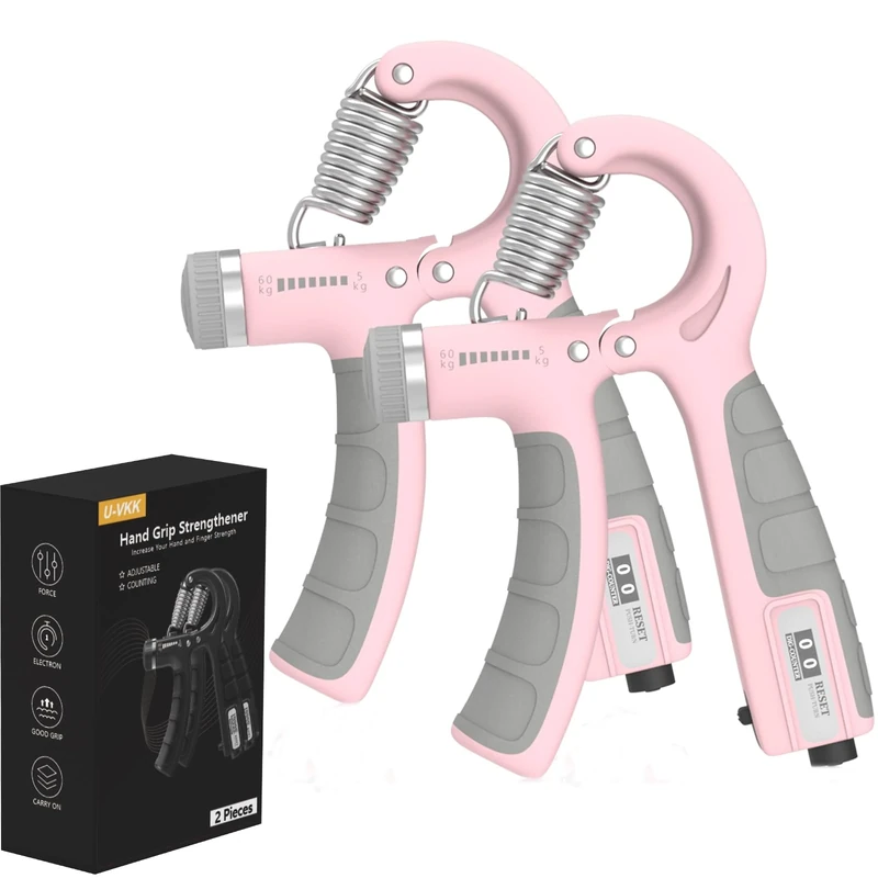 U-VKK Handtrainer, 2er-Set Unterarmtrainer, Griff 5-60 kg, Hand Unterarm Trainingsgerät, Grip Griffkraft Trainer, Rutschfester, Für Sportler und Wiederherstellung der, FC0101 (Rosa)