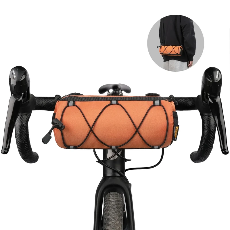 Rhinowalk Fahrrad Lenkertasche Vordertasche Fahrradtasche Aufbewahrungstasche mit Schultergurt für Rennrad Mountainbike Radfahren Reisen (Orange)