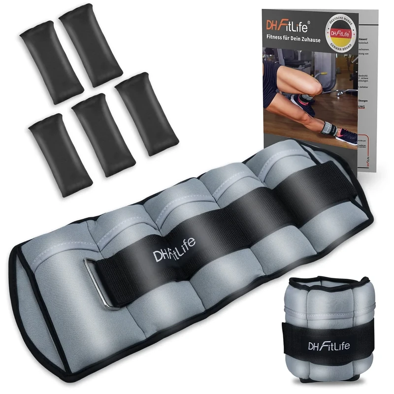 DH FitLife 2er-Set 4,5kg Fußgelenk Gewichtsmanschetten mit verstellbaren Gewichten für Beine | 2 Variationen 2,5kg&4,5kg | ankle Weights | Knöchelgewichte für Krafttraining