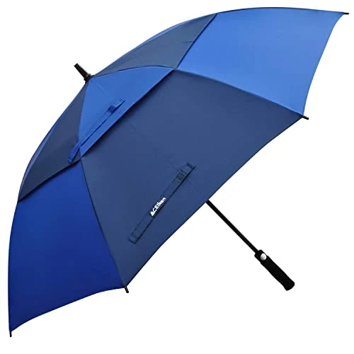 ACEIken Golf-Regenschirm Winddicht groß 157/172 cm Doppeldach belüftet Automatik Öffnung Extra Breit Sonnenschutz Extra Stark Regen Winddicht, Navy/Königsblau, 62 inch
